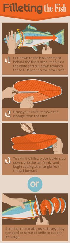 an info poster showing how to use the fish as a tool for cutting salmons