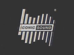 an image of the word comic sound written in white on a black background with vertical stripes