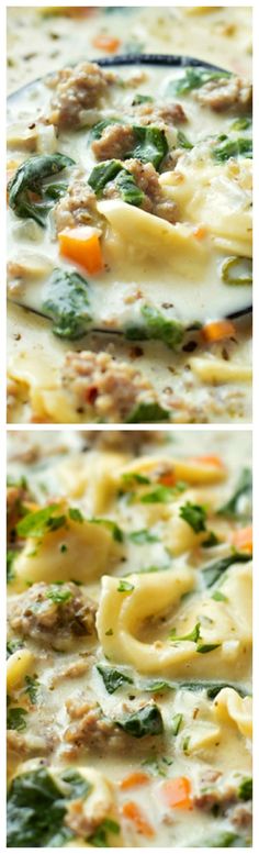 two pictures of different types of food with meat and vegetables in them, one is cooked and the other has cheese on top