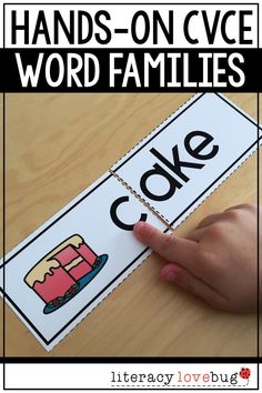 hands on cvce word families with the words cake and cake in front of it