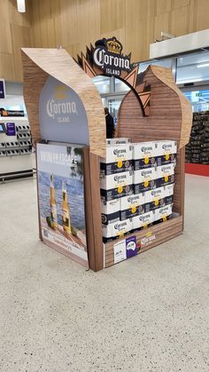 the corona beer display is made out of cardboard