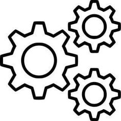 three gears are shown in black and white, with one gear facing the opposite direction