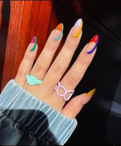 Summer Nails 2023, Retro Nails, Hippie Nails, 12 Pm, Fire Nails, Funky Nails, Chic Nails, Dope Nails