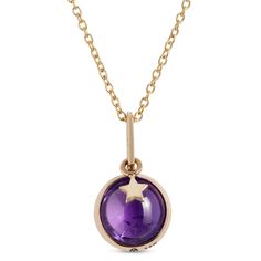 Here’s a wearable wonder designed by our own Lisa Bridge to be stacked and styled to reflect your uniqueness. A stunningly vibrant round amethyst captivates in a deep shade of purple that plays beautifully off the light. The 14k yellow gold star overlay is a reminder to reach for the sky and celebrate the sense of wonder that each day brings. Luxury Amethyst Birthstone Necklace, Fine Jewelry Purple Round Pendant Necklace, Purple Round Pendant Necklace In Fine Jewelry Style, Celestial Amethyst Purple Necklace, Celestial Purple Amethyst Necklace, Celestial Purple Round Jewelry, Purple Celestial Round Jewelry, Celestial Amethyst Purple Jewelry, Celestial Purple Amethyst Jewelry