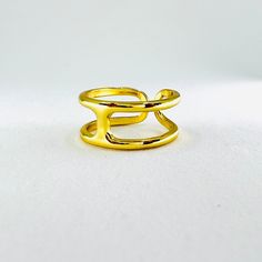 Anchor Gold Ring Modern Adjustable Initial Ring With Open Design, Modern Adjustable Initial Open Ring, Classic Adjustable Ring With Open Band, Classic Adjustable Initial Open Ring, Modern Gold Wide Band Promise Ring, Modern Gold Open Signet Ring, Modern Gold-plated Gold Rings, Adjustable Gold Initial Ring In 14k, Minimalist Gold Dome Ring For Formal Occasions