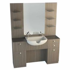 a bathroom vanity with a sink and mirror on it's side, against a white background