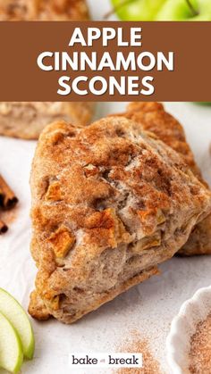 an apple cinnamon scones on a white plate