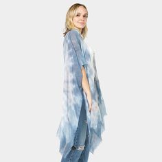 Size : One Size (35" L) Material : 100% Polyester Casual Cape Poncho For Layering, Casual Layering Cape Poncho, Casual Layering Poncho Cape, One Size Casual Poncho For Spring, Long Sleeve Summer Poncho For Layering, Casual Long Kaftan For Fall, Long Casual Fall Kaftan, Spring Cotton Poncho, Oversized Summer Poncho For Layering