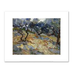 an impressionist painting of olive trees