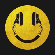 a smiley face with headphones on it