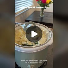 the video shows how to make artichoke dip in an instant pressure cooker