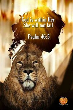 a lion with the words god is within her she will not fail