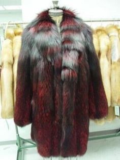 Click to View Image Album Click to View Image Album Click to View Image Album DESCRIPTION: BRAND NEW SILVER FOX FUR STROLLER COAT FOR WOMEN. PROFESSIONALLY DYED INTO A SCARLET RED COLOR. PRODUCED WITH FULL PELTS. ACCENTUATED WITH SHAWL COLLAR, SIDE POCKETS AND FRONT HOOK/EYE CLOSURE. THIS ITEM IS BRAND NEW, MADE TO MEASUREMENT. PLEASE LET US KNOW YOUR BODY MEASUREMENT; HEIGHT, WEIGHT, BUST CIRCUMFERENCE AND SLEEVE LENGTH ( MEASURED FROM SIDE/BOTTOM OF THE NECK TO 2" BELOW THE WRIST) SO WE CAN PR Scarlet Red Color, Silver Fox Fur Coat, Fur Sweater, Fur Shoes, Winter Pullover, Fox Fur Coat, Knitted Coat, Silver Fox, Warm Coat