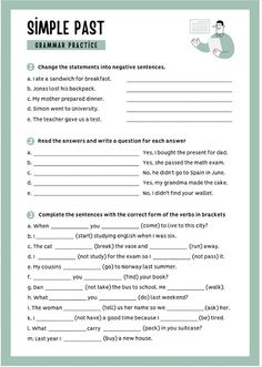 the simple past worksheet