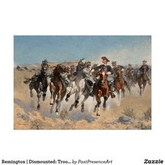 a painting of cowboys riding horses in the desert by corbi canvas wall art print