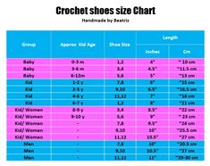 Crochet shoes size chart - Free printable crochet/crochet slippers | Baby shoe size chart, Crochet baby shoes, Crochet shoes #Baby_Shoe_Size_Chart #Slippers_Crochet #Crochet_Newborn #Newborn_Shoes Slippers Crochet, Crochet Newborn, Newborn Shoes, Beginners Crochet, Crochet Size, Crochet Tips, Booties Crochet