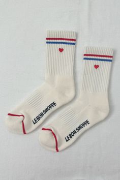 Embroidered boyfriend socks - MILK + HEART – Le Bon Shoppe Socks Gym, Retro Gym, Natural Textiles, Lifestyle Store