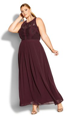 Panelled Bodice Maxi Dress - bordeaux Dramatic Dress, Plus Size Gown, Enchanted Dress, Party Dresses Plus Size, Dramatic Dresses, Plus Size Holiday, Plus Size Party, Midi Size, Plus Size Party Dresses