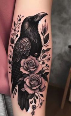 tattoo Feminine Lioness Tattoo, Feminine Forearm Tattoo, Tattoo Writing Styles, Crow Tattoos, Forearm Cover Up Tattoos, Tatuaje Cover Up, Rabe Tattoo, Tattoo Writing, Crow Tattoo Design