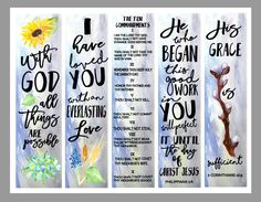 three bookmarks with the words, i love you and god