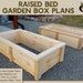 an advertisement for raised bed garden box plans