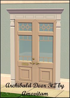 an animated image of two double doors in front of a building with the words architectural door 32 by annutam