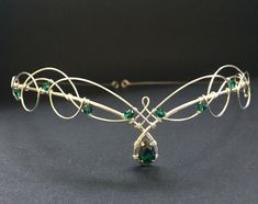 Emerald Crystal Silver Tiara Elven Celtic Crown - Etsy Celtic Wedding Tiara, Gold Elven Crown, Gold And Emerald Crown, Emerald Circlet, Celtic Tiara, Emerald Green Tiara, Emerald Crown, Green Tiara, Crown Medieval