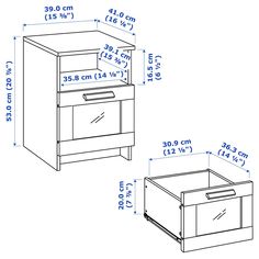 a drawing of an oven and drawer with measurements