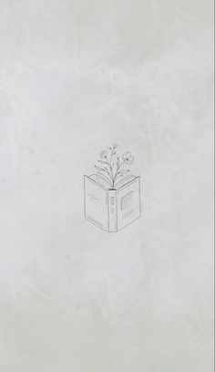 a drawing of an open book with a plant growing out of the top and bottom