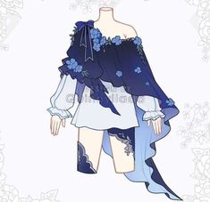 an anime character is dressed in blue and white