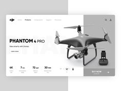 a website page with an image of a black and white remote controlled flying device on it