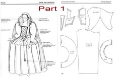 Elizabethan Dress, Historical Clothing Patterns, Dollhouse Clothes, Vintage Dress Patterns, Medieval Clothing, Doll Costume