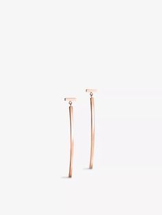 Tiffany T, Bar Earrings, Gold Wire, Tiffany & Co., Rose Gold, Bar, Gold