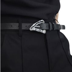 Complete your aesthetic outfit with this stylish Aesthetic Asymmetrical Buckle belt! Length: 105cm/ 41.3 inMaterial: Vegan Leather Belts Grunge, Egirl Belt, Edgy Black Belt Buckles, Black Adjustable Belt With Silver Buckle, Girl Aesthetic Outfits, Goth Belt Buckle, Fairycore Clothes, Anime Lingerie, Stylish Aesthetic