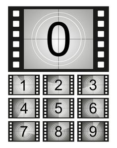 the number 0 is placed on top of a film strip with numbers in front of it