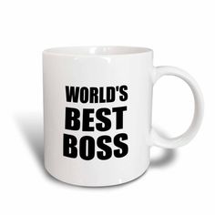 a white coffee mug with the words'world's best boss'on it