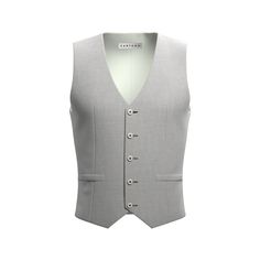 Harbor Grey Cashmere Wool Vest - SARTORO Gray Fitted Three-piece Suit, Elegant Gray Fitted Three-piece Suit, Elegant Fitted Gray Three-piece Suit, Classic Gray Vest For Work, Luxury Fitted Gray Blazer, Gray Fitted Vest For Business, Classic Gray Formal Vest, Fitted Gray Vest For Business, Elegant Sleeveless Gray Vest