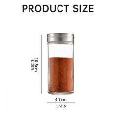 an image of a spice jar with measurements for the product size and how to use it