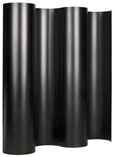 three black round metal pipes on a white background