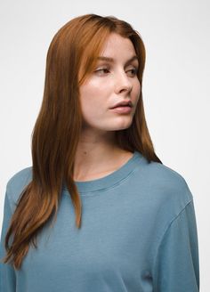 This Soft Long Sleeve T-shirt Is An Elevated Staple Made From 100% Regenerative Organic Certified Cotton. Acid Wash Long Sleeve Soft-washed Tops, Acid Wash Soft-washed Long Sleeve Tops, Acid Wash Long Sleeve Tops, Acid Wash Long Sleeve Relaxed Fit Top, Acid Wash Relaxed Fit Long Sleeve Top, Long Sleeve Washed Tops With Relaxed Fit, Casual Acid Wash Long Sleeve Top, Effortless Soft-washed Crew Neck Top, Everyday Washed Blue Relaxed Fit T-shirt