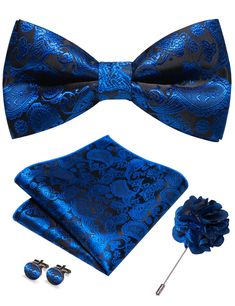 PRICES MAY VARY. Bow Tie Size:2.55" (6.5cm) wide and 4.72" (12cm) long;Pocket Square:9.85*9.85 inches (25*25cm);Lapel Pin:3.35inches(8.5cm) Tie set including 1 Bow Tie+1 Pocket Square+1 Pair Cufflinks+1 Lapel Pin Versatile wearability: This tie is perfect for all types of occasions, from professional events such as business meetings to formal events such as weddings and dinners. It is also suitable for everyday wear and can be paired with a variety of outfits. Exquisite handcrafted design: This Tie Bow Tie, Professional Event, Pre Tied Bow Tie, Paisley Tie, Cufflink Set, Cool Ties, Tie Bow, Tie Set, Accessories Ideas