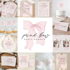 pink baby party bundle with cupcakes, cake and other items in the background