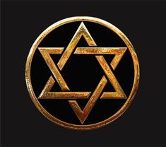 the star of david in gold on a black background