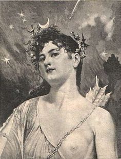 an old black and white photo of a woman wearing a crown with stars on her head