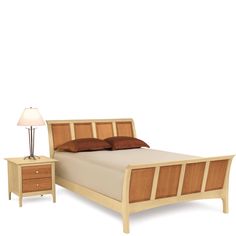 a bed with two nightstands and a night stand