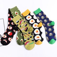 Avocado Sushi, Cute Cartoon Food, Avocado Socks, Food Socks, Food Kawaii, Iconic Socks, Stylish Socks