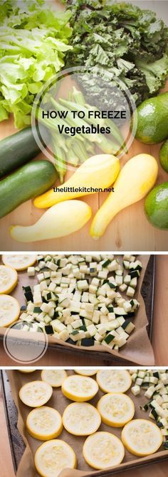 three pictures showing different types of vegetables and how to freeze them in the oven or on the grill