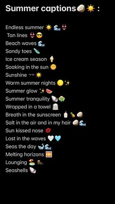 the text is written in different languages on a black background, and it appears to be summer captions