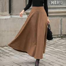 Brown Wool Maxi Skirt Women High Waist Flared Skirt Warm - Etsy Red Skirt Winter, Long Skirt Plus Size, Cheap Maxi Skirts, A Line Long Skirt, Wool Maxi Skirt, Brown Maxi Skirts, Long Flared Skirt, Skirt A Line, Plus Size Skirt