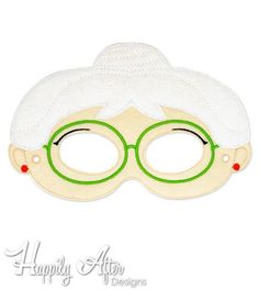 Mrs Claus Mask Embroidery Design, Christmas mask, machine embroidery, ITH mask, in the hoop mask, em Printable Coloring Masks, Mask Embroidery Design, Character Mask, Themed Costumes, Coloring Mask, Mask Embroidery, Christmas Mask, Printable Masks, Ith Machine Embroidery